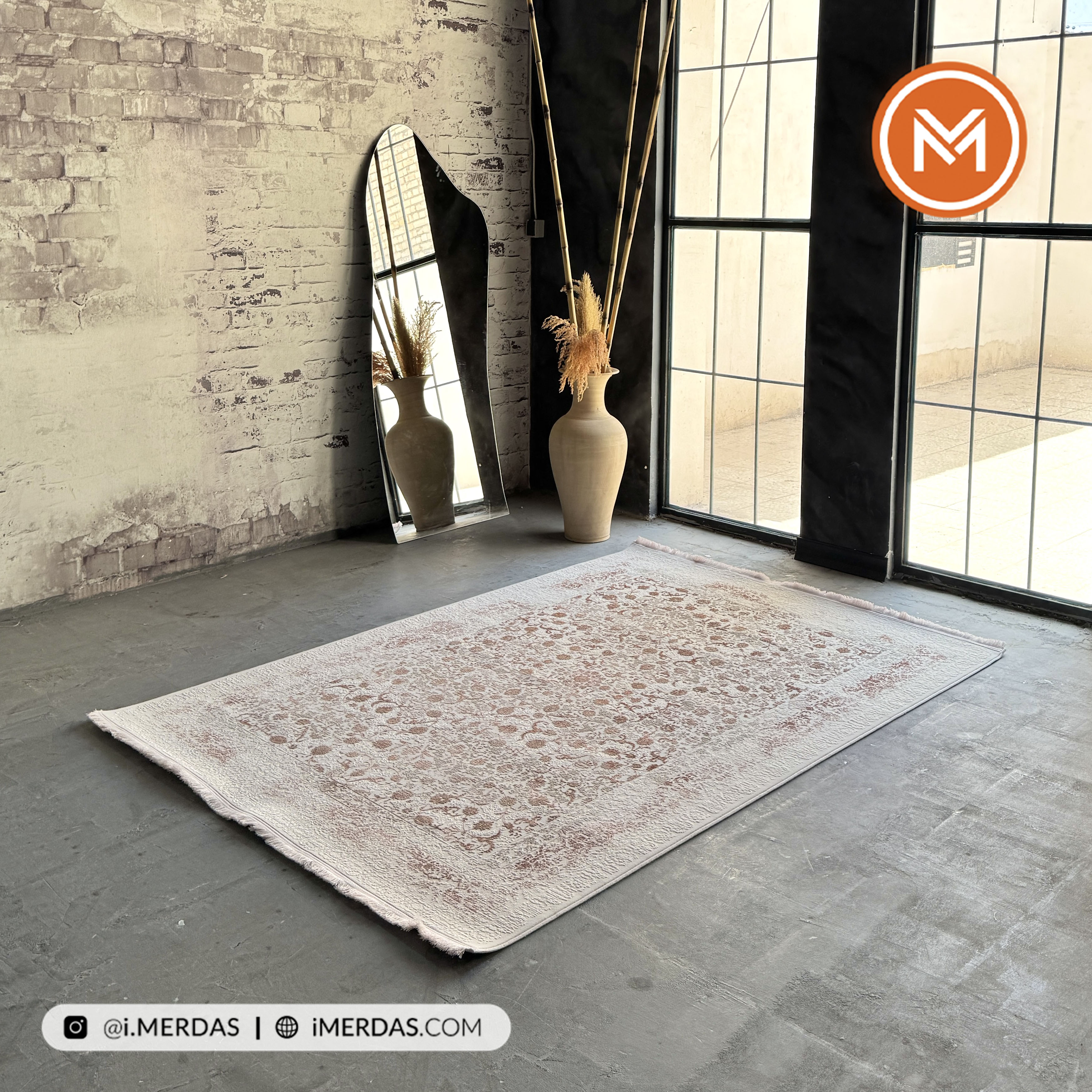 فرش وینتیج کد 10AV0140 زمینه گلبهی